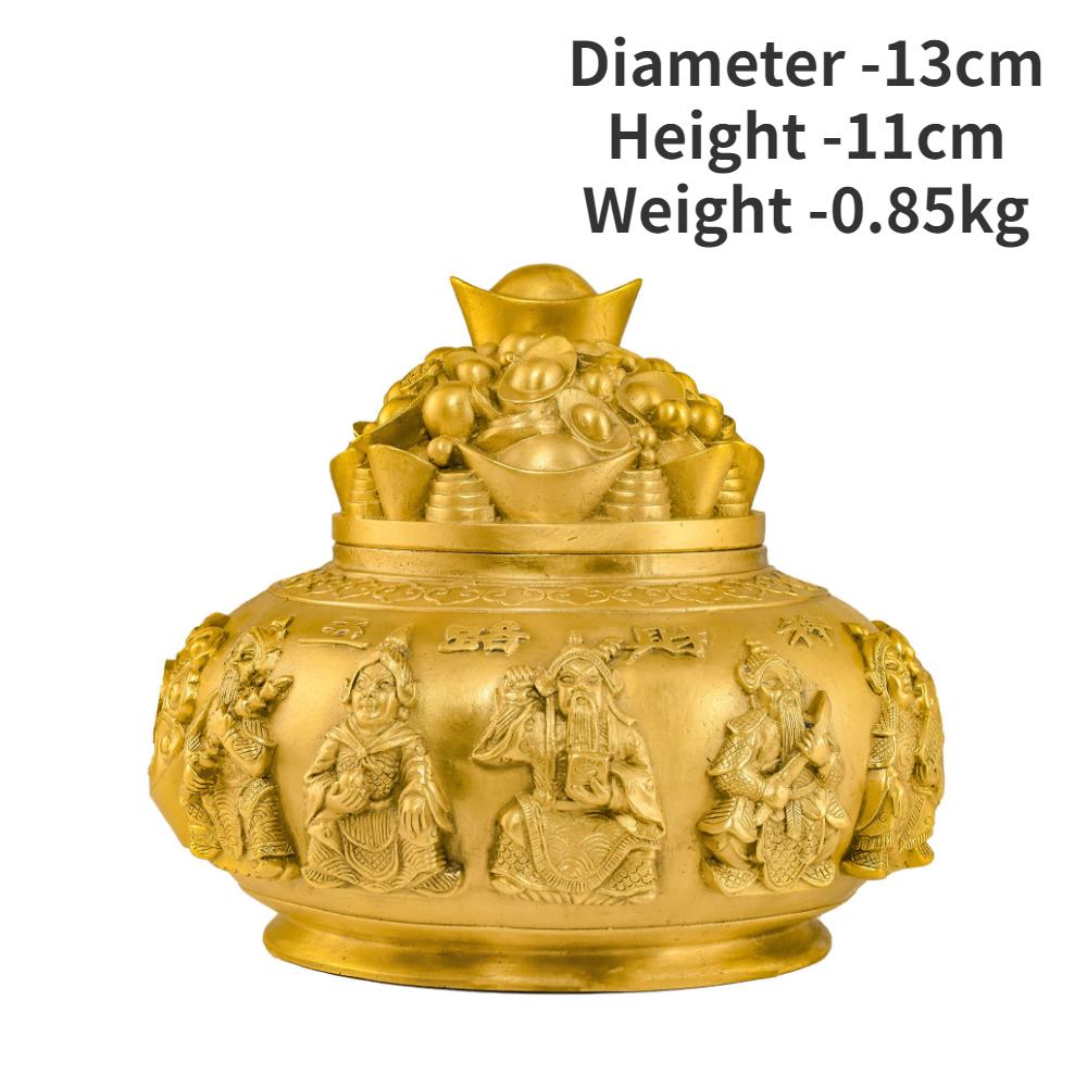 Chinesische Schatztopf-Ornamente aus reinem Kupfer, Fünf-Wege-Gott des Reichtums, Schatztopf Zhaocai, Dekorationen für Zuhause, Wohnzimmer, Büro, Geschäft