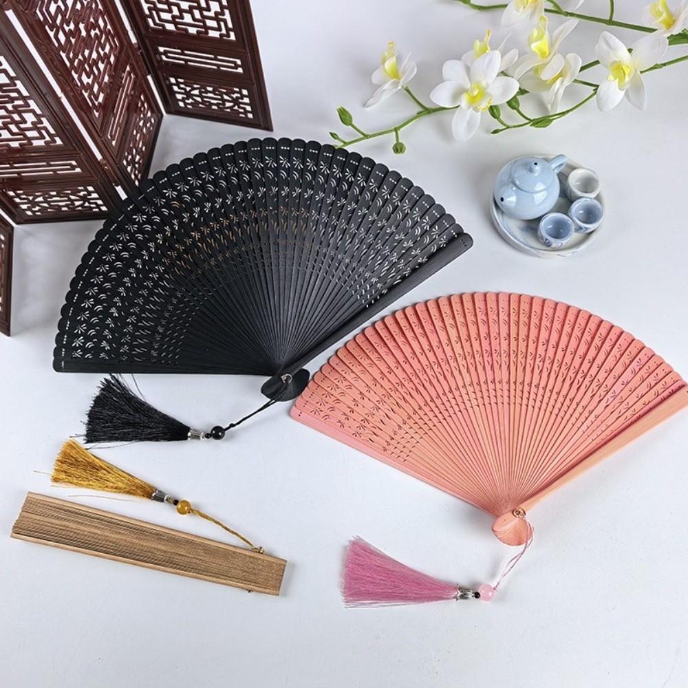 Portable Folding Bamboo Fan Handmade Retro Bamboo Fan Elegant Classical Folding Fan for Women