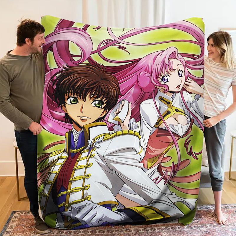 Code Geass Anime Flannel Throw Blanket, Soft Blanket for Sofa Bed, Suzaku Euphemia Character Print Home Decoration