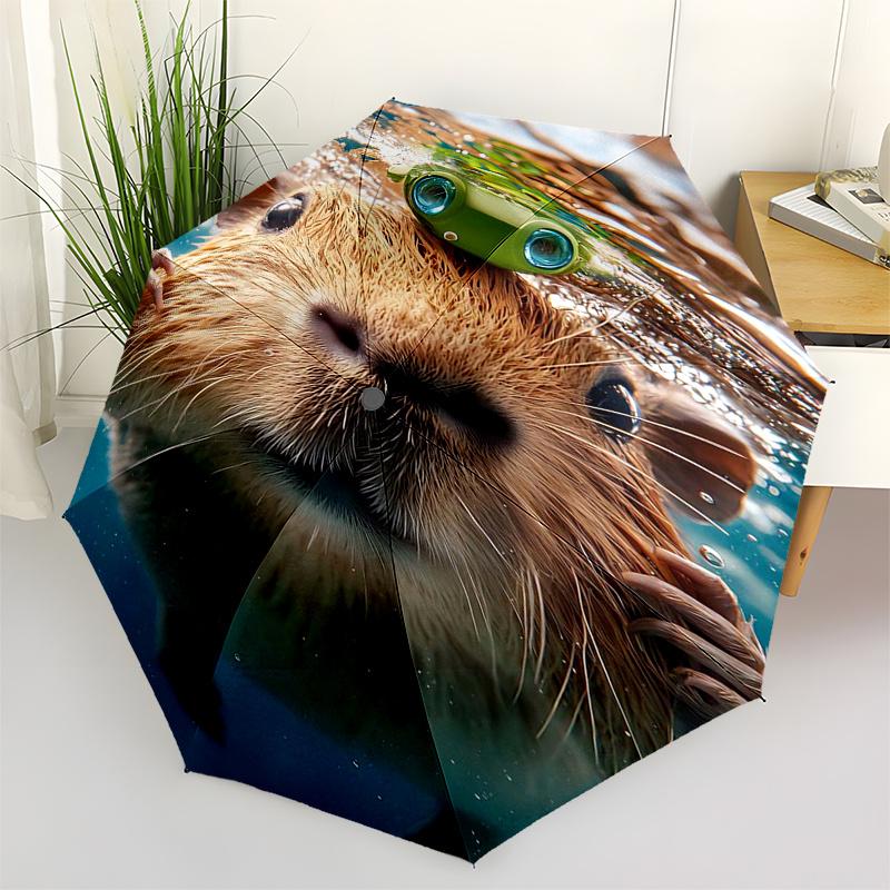 

Capybara Themed Travel Umbrella 8 Ribs Automatic Opening and Closing,Portable Folding Design,Compact and Stylish Umbrella Suitable for Out