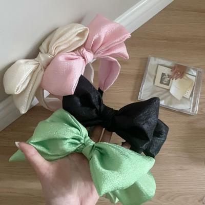 Modna opaska na głowę z dużym kokiem Duży węzeł kokowy Opaska do włosów Damska Dziewczęca Słodka nakrycie głowy Elegancka Jednolita Letnia Turban Szerokie boczne akcesoria do włosów