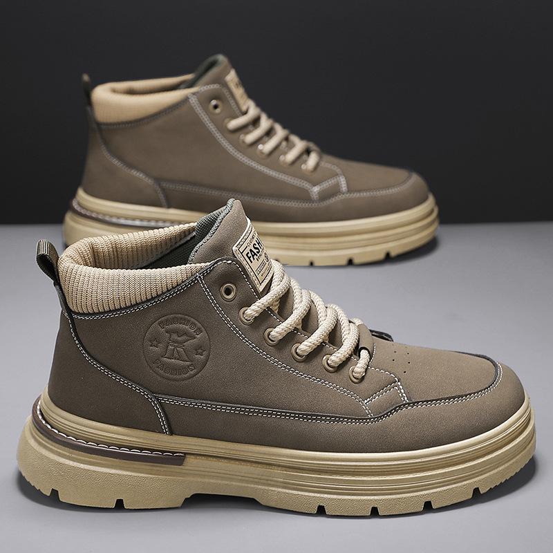 Martin Boots Men's High-top Autumn Black Construction Site Labor Insurance Tooling Boots Men's Outdoor Combat Training Mountaineering Boots Thick-sole