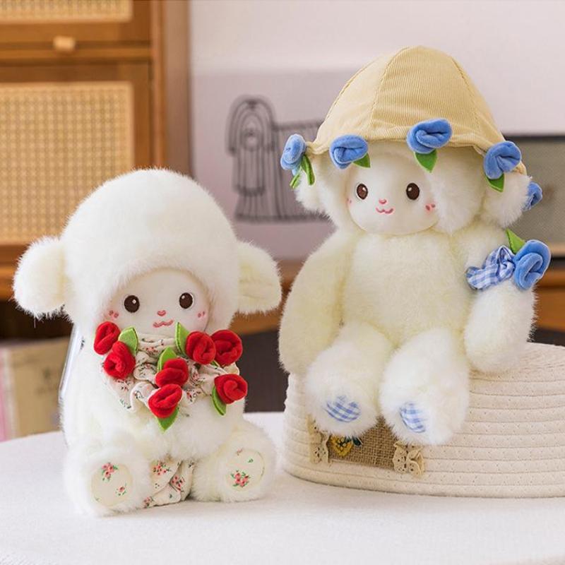 1 Bucată Păpușă Miel Cadou de Îmbrățișare Pentru Prietenă Ziua de Naștere Ziua Îndrăgostiților Buchet de Trandafiri Jucărie de Pluș Animal Moale de Pluș Păpușă de Colecție