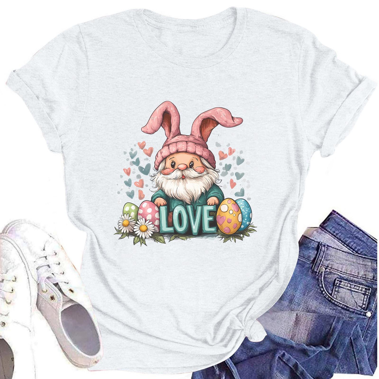 

Жіночий топ з круглим вирізом, повсякденний принт, футболка з короткими рукавами XXL білий