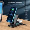 Foldable Dual Coil 3-in-1 Wireless Fast Charger Stand for Apple & Huawei