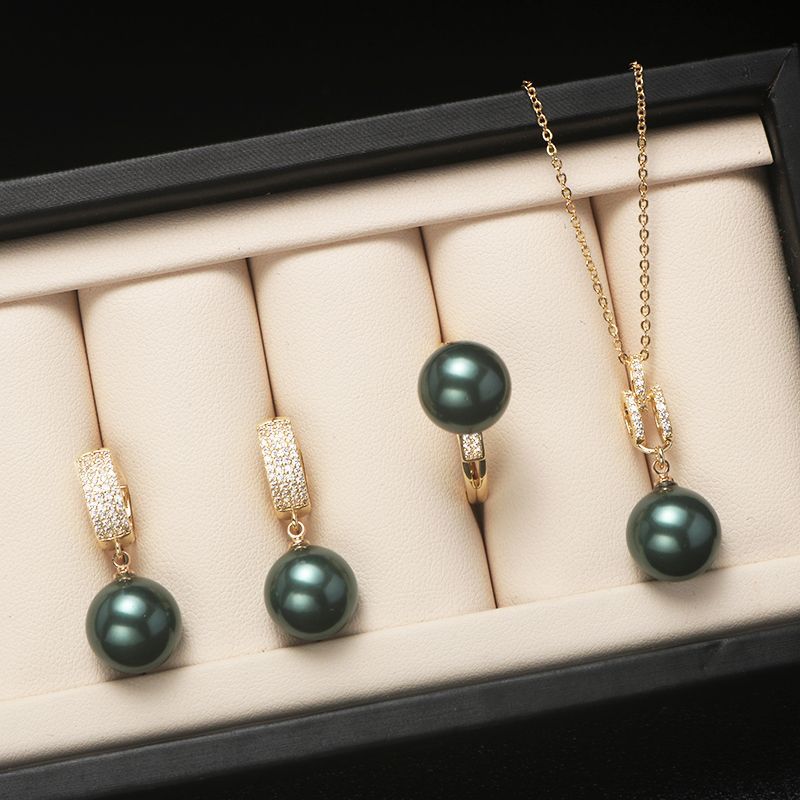 Mom Gift Three-piece Pearl Box Pearl Necklace Female Bead Necklace Pendant for Girlfriend Gift Jewelry Set