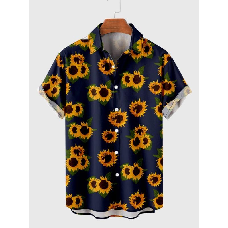 Men's Shirt Tropical Plants Pattern 3D Print Tops Summer Casual Holiday Shirt New Button Lapel Short Sleeves Unisex Clothing