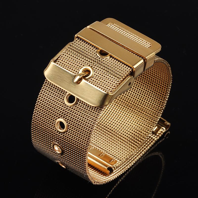 Mediolański Metalowy Pasek 18mm 20mm 22mm Uniwersalna Bransoleta 0.4mm Siatka Stalowy Pasek do Zegarka dla Omega dla Seiko Akcesoria do Paska na Nadgarstek