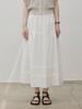 LE STUDIO Cotton Tiered Long Pleated Skirt Ivory