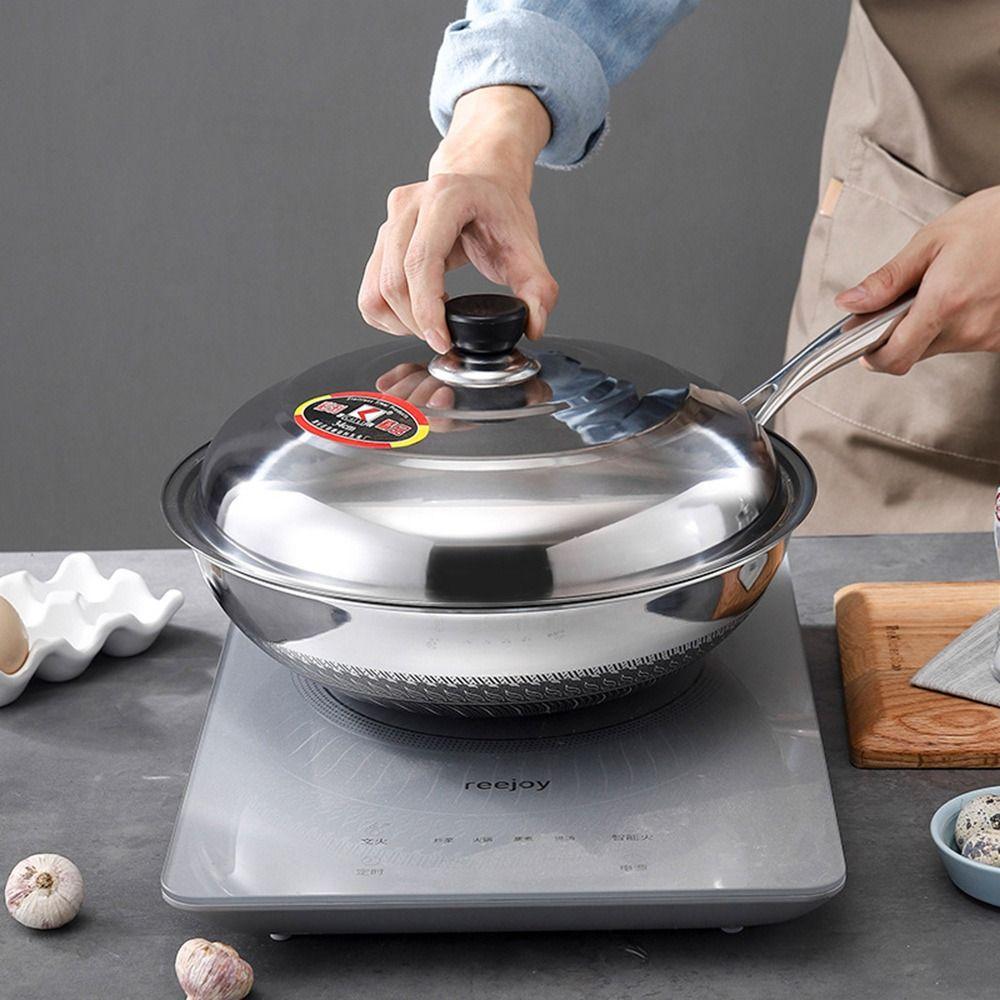 Durable 30-42cm Wok Pot Lid Universal Anti-scalding Frying Pan Cover Reusable Thickened Bowl Cover Restaurant Kitchenware
