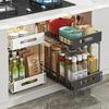 1-2pcs Pull-Out Kitchen Cabinet Storage Basket Condiment Holder Multifunctional Drawer Rack for Household Cabinet Organizing