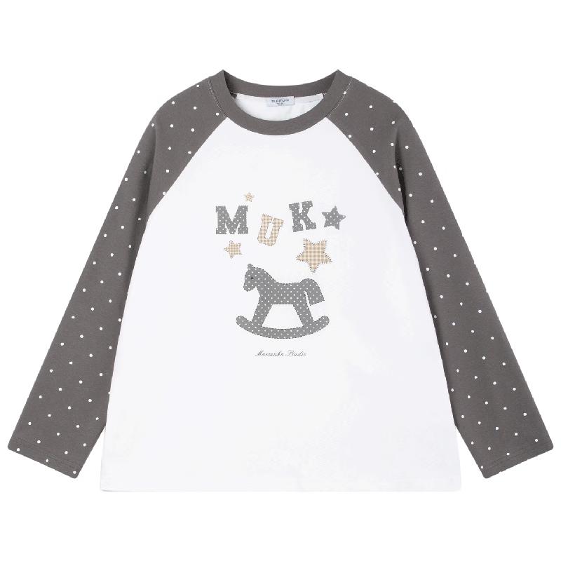 Mucmukn Sorona Cooling Antibacterial Girls  Color-Block T-Shirt 110CM