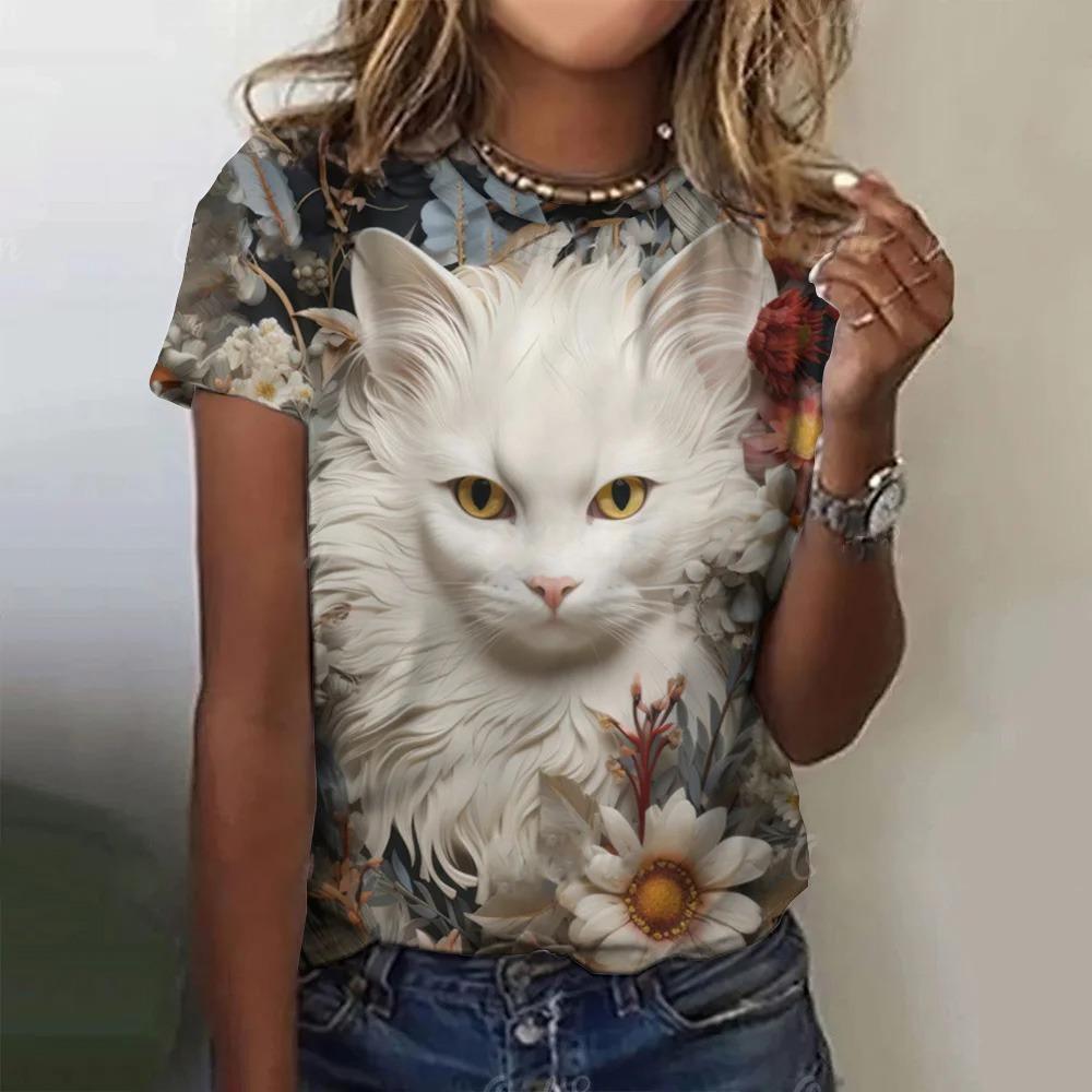 Women's Short-sleeved T-shirt Summer Crewneck Top Loose Casual Short-sleeved Fashion Printed Clothing Women's Elegant T-shirt