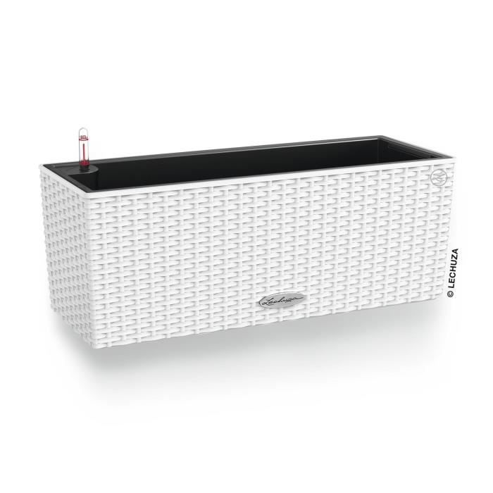 LECHUZA Jardiniere Balconera Cottage 50 - Blanc - 44x33 cm - Avec réserve d'eau