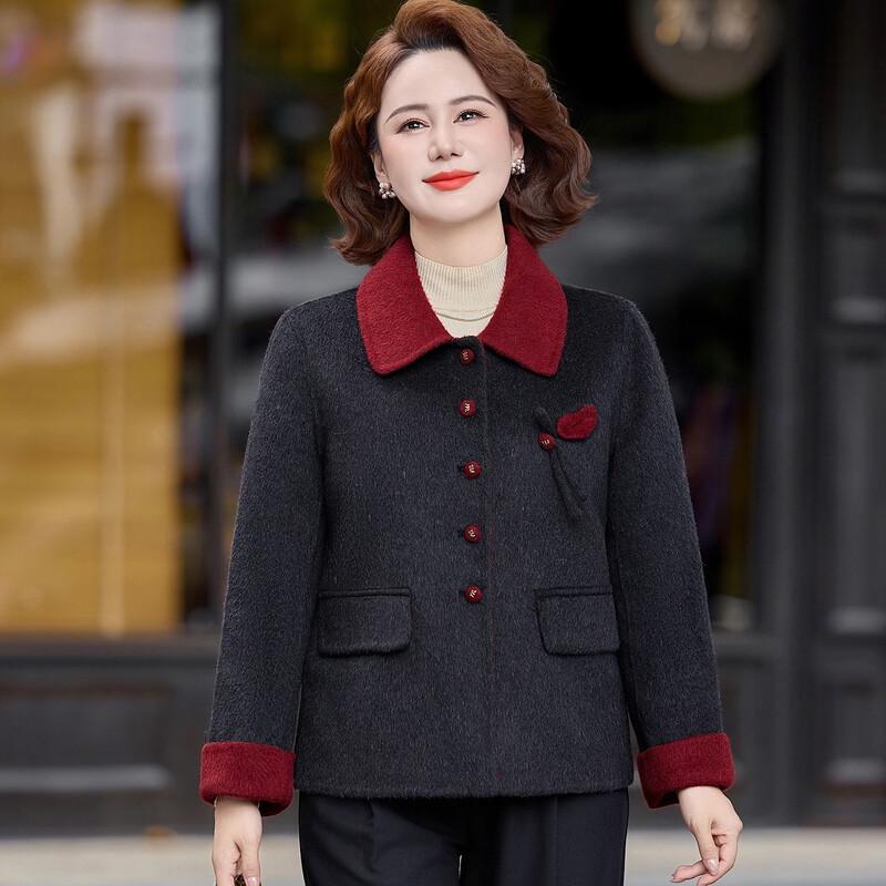 Yuzhaolin Women's Vintage Woolen Jacket for Mature Women