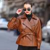 New Spring and Autumn Small Genuine Leather Jacket for Women Motorcycle Sheep Fashion Belt Jacket Leather Jacket Single