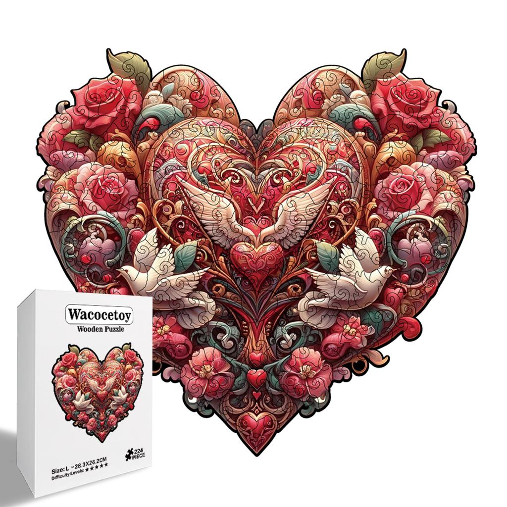 Love Puzzle Toy Piggy Bank Model, Difficult Decompression, Handmade Wooden Special-Shaped Puzzle