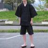 Jinbei Cotton Linen Pajamas Stylish Loungewear Summer Gift for Striped LL No-brand Men's Set, Father's Day, Black,