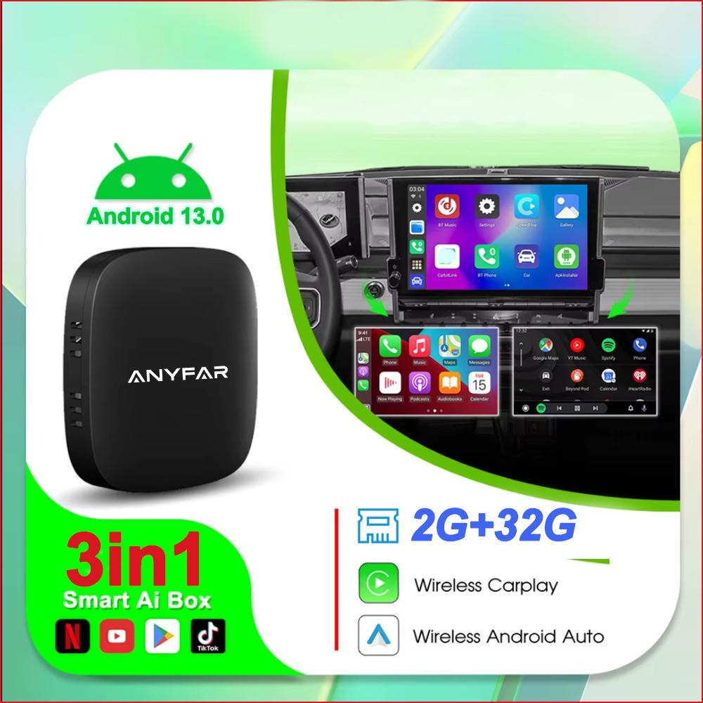 

ANYFAR Android 13 Бокс Проводной к Беспроводному Адаптеру CarPlay Android Auto Для Youtube Nexflit Автомобили Умный AI Бокс Встроенный Play Stroe