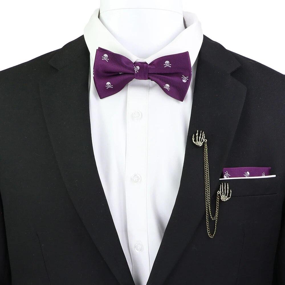 Набір краваток-метеликів, візерунок із зображенням черепа-дракона, чоловіки, платок із метеликами, брошка з китицями, весілля, вечірка на Хелловін,