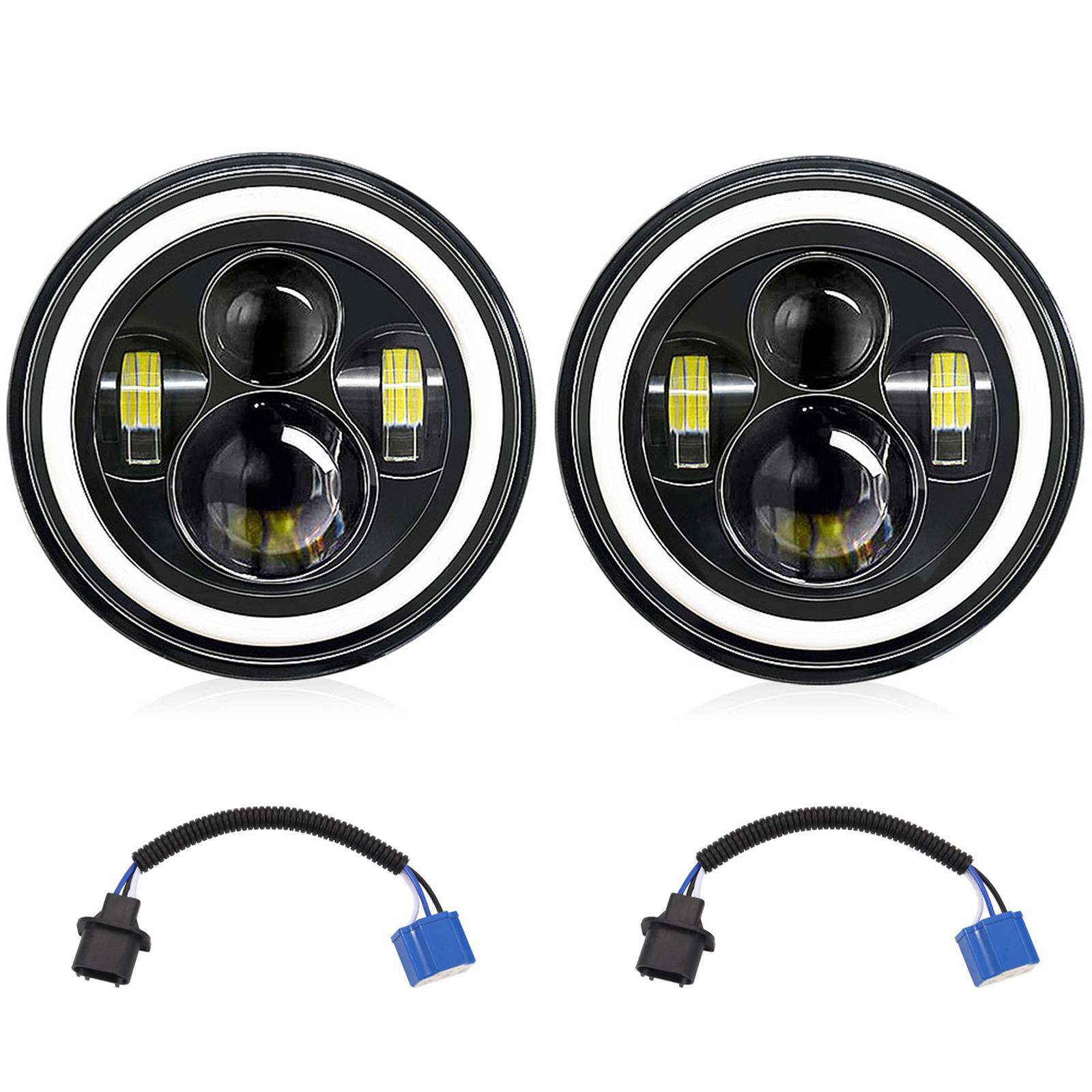 

2 шт. 7-дюймовые автомобильные мотоциклетные светодиодные фары с ближним светом и дальним светомDRL, сигнал поворота, 7 дюймов, круглые