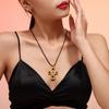 18k Gold European & American Hammered Cross Glass Pendant Necklace In Titanium Steel for Women