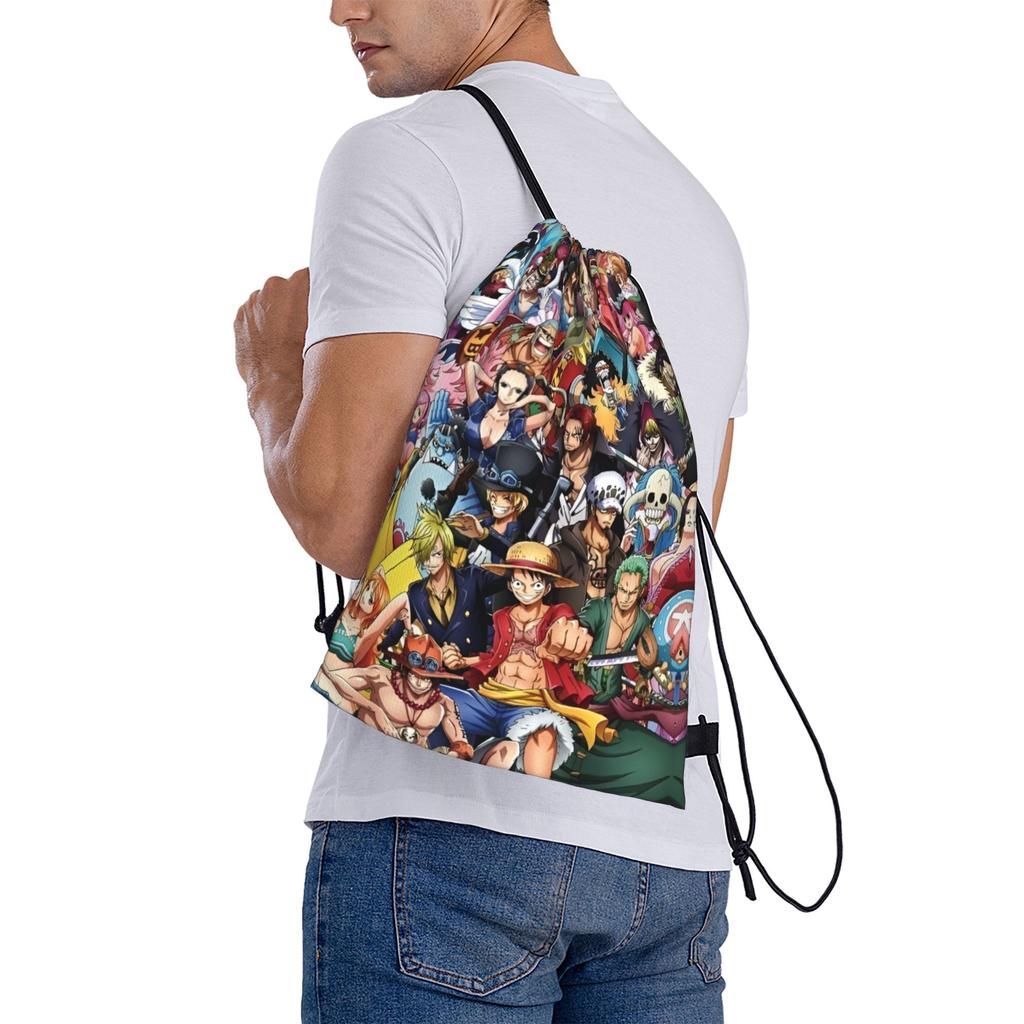 Custom One Pieces Drawstring Bags for Shopping Yoga Backpacks Men Women Manga Sports Gym Sackpack