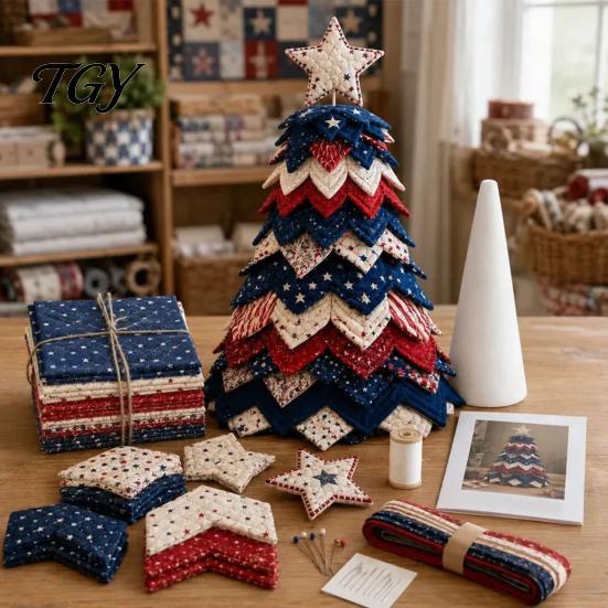 Crafting Materials for Kids DIY Christmas Tree Craft Kit, Handmade Art Crafts And Easy Sewing Kit Beginners Adults, Interactive Fabric Set Holiday