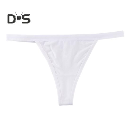 Women Thong Solid Color Slim Fit Mid Waist Cotton Crotch G-string Elastic Briefs Seductive Panties Female Underwear Intimate Clothes for Honeymoons