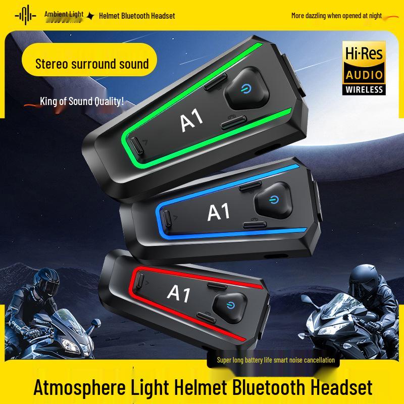 A1 Bluetooth Full Face Helmet Earphones, Waterproof Noise-Cancelling Motorcycle Intercom