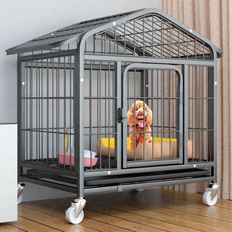 Medium & Large Dog Indoor Kennel with Full Square Tube Design and Built-in Toilet