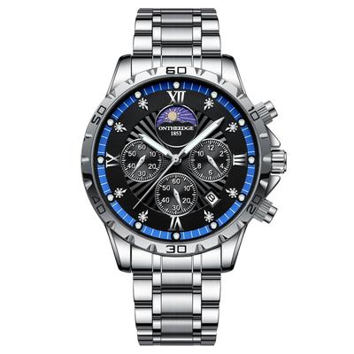 Quartz Chronograph 3 ATM Water Popular Simple Date Luminous Stainless Steel Perfect Gift for Job and Suits Men's Wristwatch, Resistant, Stylish,
