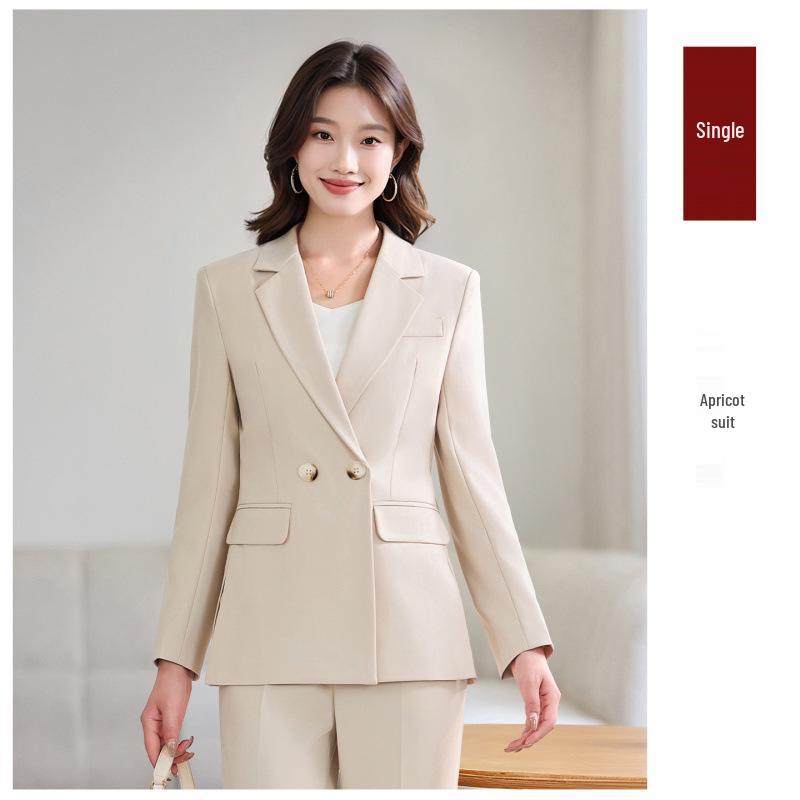 Women s Black Long Sleeve Suit Collar Jacket & Pants Set - Slimming Two-Piece Professional Outfit. 2XL