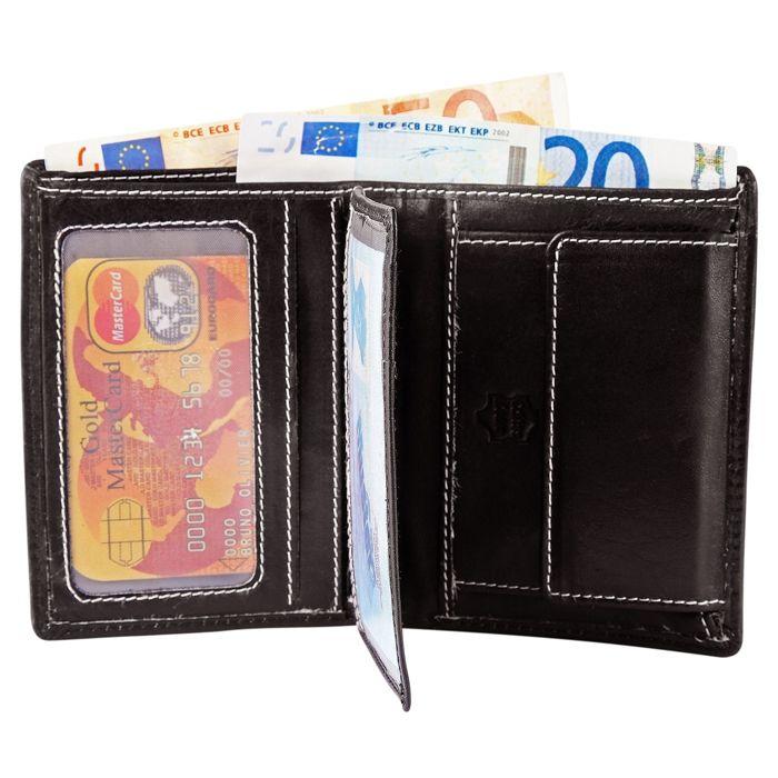 Portefeuille - AKZENT - Kamil - Cuir véritable - Marron clair - Compact, 6 emplacements cartes