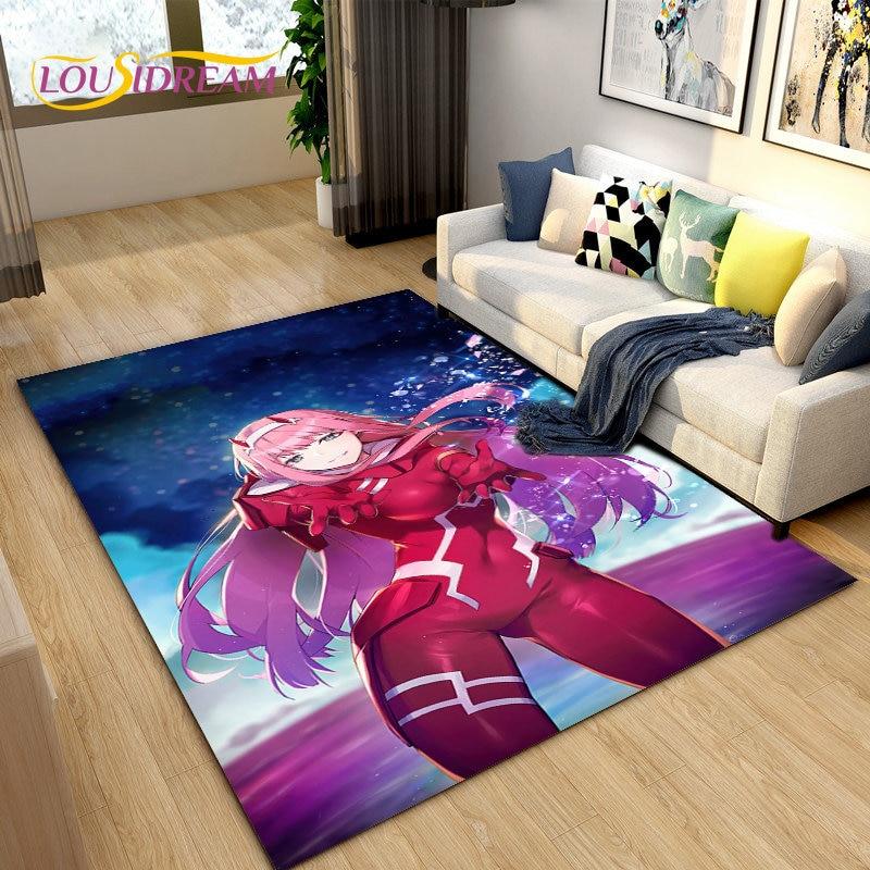 Zero Two DARLING In The FRANXX Anime Area Rug,Carpet Rug for Living Room Bedroom Sofa Doormat Decoration, Kid Non-slip Floor Mat