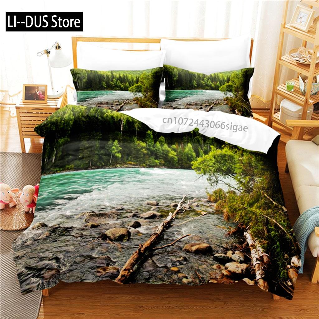 Comforter Beautiful Seaside Bedding Set 3D Bedding Digital Printing Queen Size Bedding Set Fashion Design