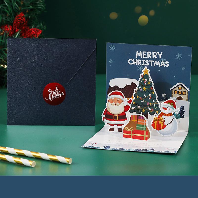 3D Pop Up Christmas Cards Foldable Greeting Cards Festive Holiday Cards New Year Blessings Cards Colorful Message Card Gift Cards For Christmas