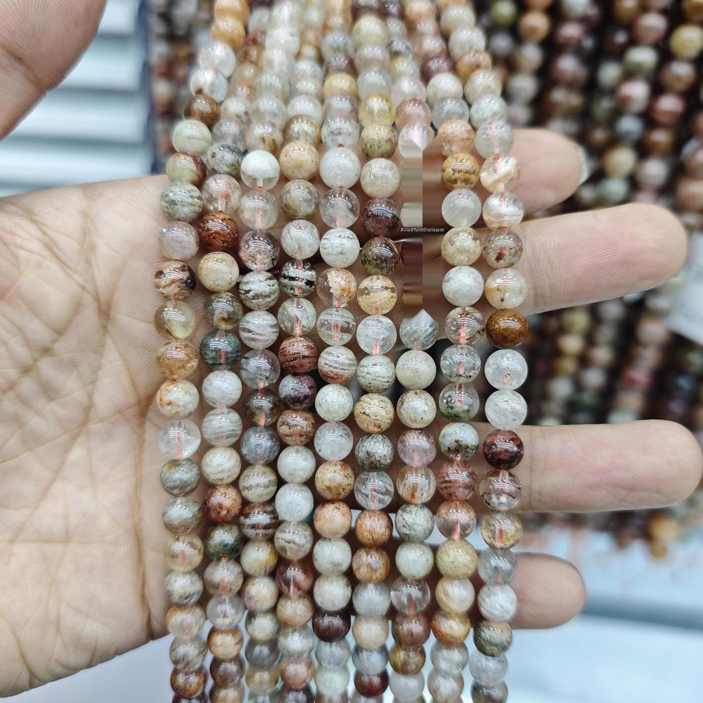 7A Natural Crystal Thousand-Layer Phantom Round Beads for DIY Jewelry and Accessories