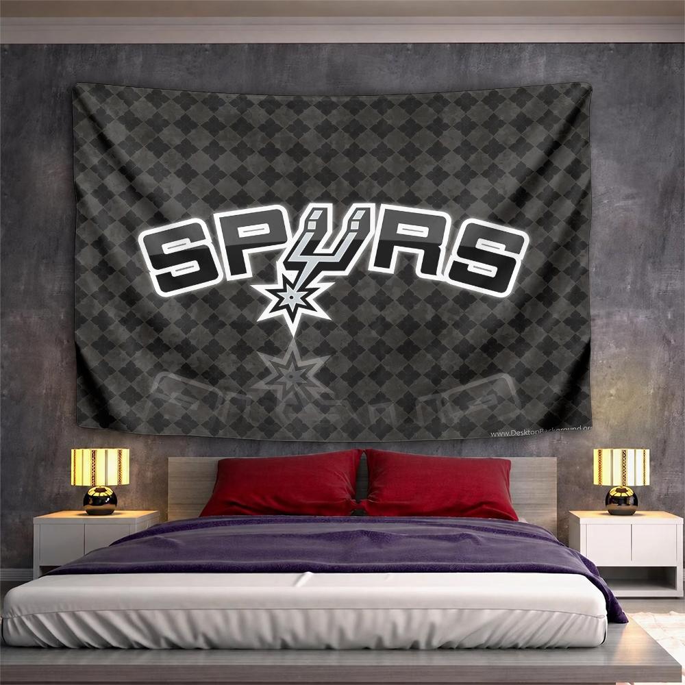 Cozy Basketball Logo Black Diamond Pattern Fabric Tapestry, Black Fresh Look, Stylish Tapestry for Bedside Wall and Room Entrance with Fun