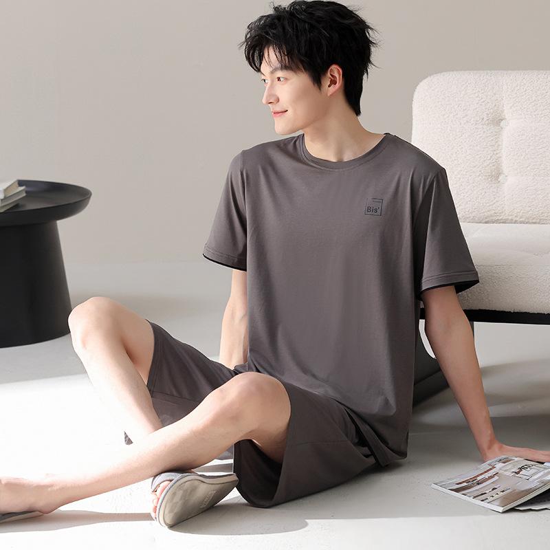 Men's pajamas men's summer 1011 new modal cotton short-sleeved large-size boys' summer simple loungewear