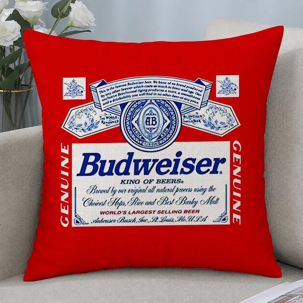 Brand Budweiser Cushion Cover Cushion Covers Natural Linen Breathable Sofa Bedroom Decor Pillowcase
