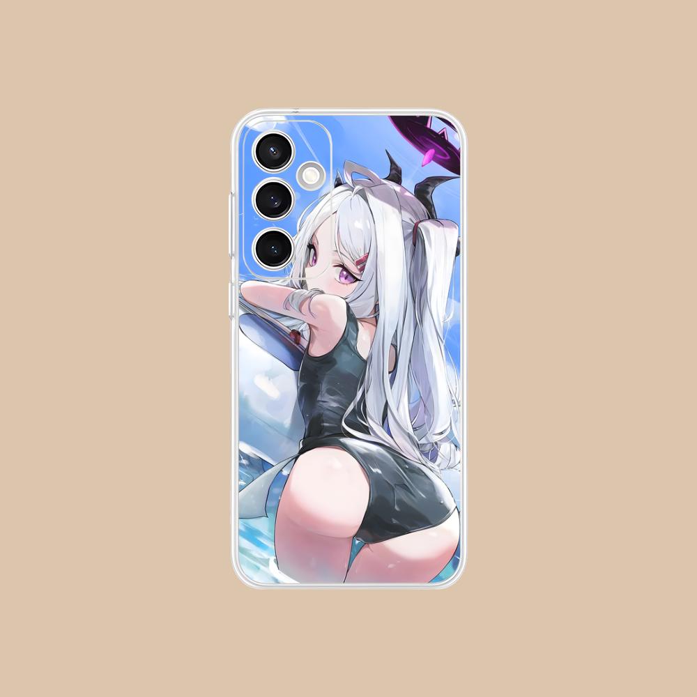 Blue Archive Hina Mobile Phone Case for Samsung Galaxy S25 S24 S23 S22 S21Plus FE Ultra Clear Colour Protective Luxury Cover