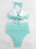 Plus Size Women's Tummy Control Maternity Swimsuit - Solid Color Fashion for European & American Styles, Ideal for Vacations & Hot Springs