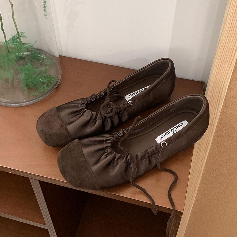 

Fashion Fashion Pleated Women Ballet Flats Slip On Shoes Casual Soft Female Shallow Footwear Round Toe Ladies Mary Janes Flats Shoes new 35 коричневый