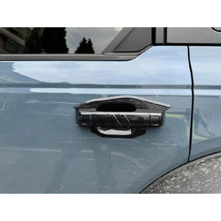 For Ford Bronco 2024 2025 Car Accessories Carbon fiber style Door Handle Cover With Smart Key Hole Catch Cap Trim Molding