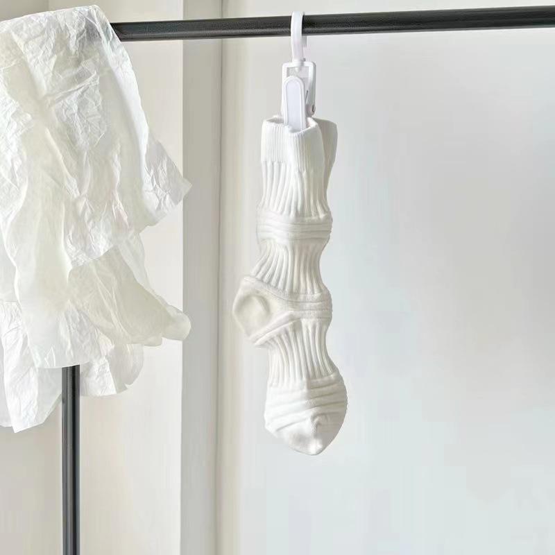 

Lantern Socks, Pleated Jacquard Socks, Mid-calf Socks, Pile Socks, Color-blocking Striped Trendy Women s Socks 1 pair білий