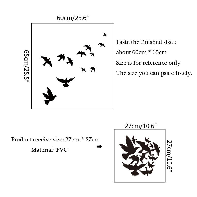 Group Of Birds Wall Sticker Black Carved Pvc Living Room Sofa Tv Background Decoration Mural Decals Art Stickers Home Wallpaper