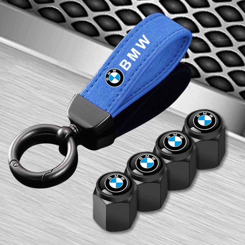 Car Wheel Tire Valve Stems Cap With Keychain Keyring Badge For BMW M E46 E90 E60 F30 F10 E39 E36 F20 G30 G20 E87 E92 E91 E30
