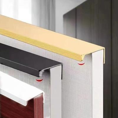 Poignées de Meuble Cachées Noir Mat Or Argent Poignée d'Armoire de Cuisine Poignée de Garde-Robe Poignées Non Perforées pour Placards et Tiroirs