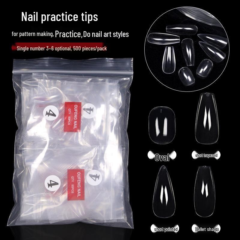 

500-Piece Transparent Short Square/Ladder Nail Art Practice Tips